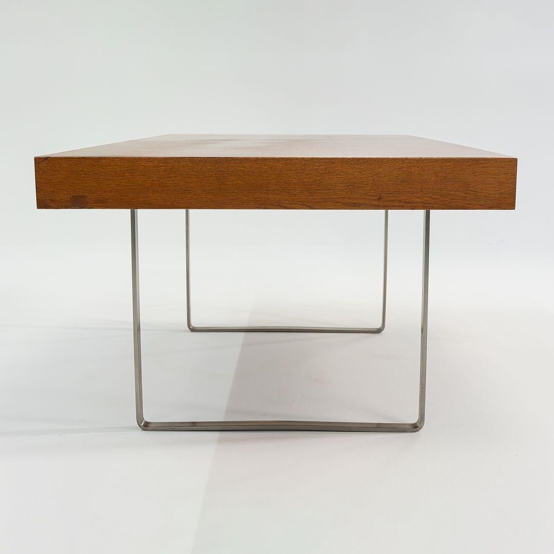 2010s Hans Wegner for Carl Hansen CH110 Executive Desk in Oak w/ Stainless Steel In Good Condition For Sale In Philadelphia, PA