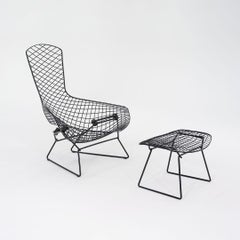 2010s Harry Bertoia for Knoll Bird Lounge Chair & Ottoman in Black, 2x Available