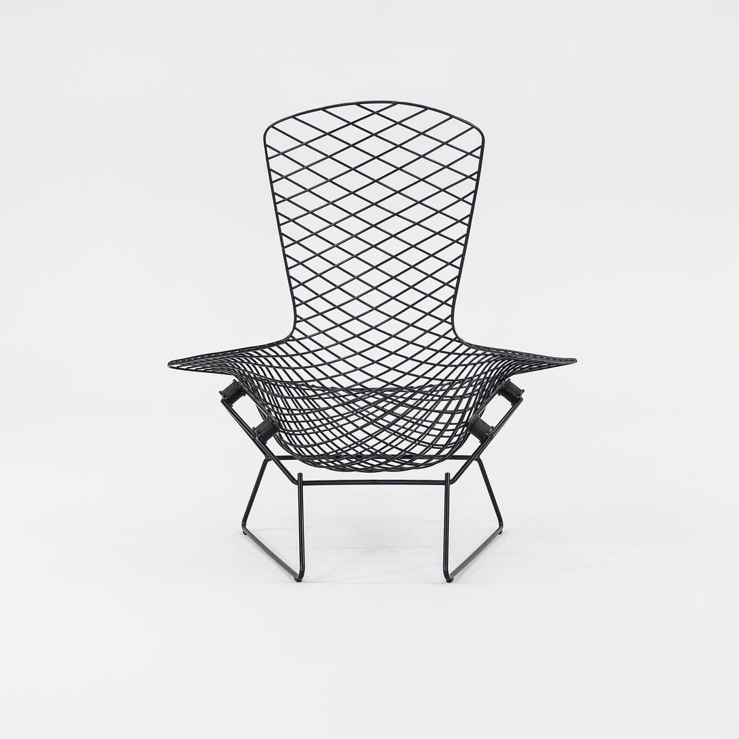 Acciaio Harry Bertoia for Knoll Bird Lounge Chair & Ottoman in nero, disponibile in due esemplari. in vendita