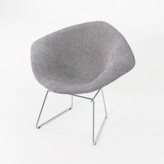 2010s Harry Bertoia for Knoll Small Diamond Lounge Chairs Grey Fabric & Chrome
