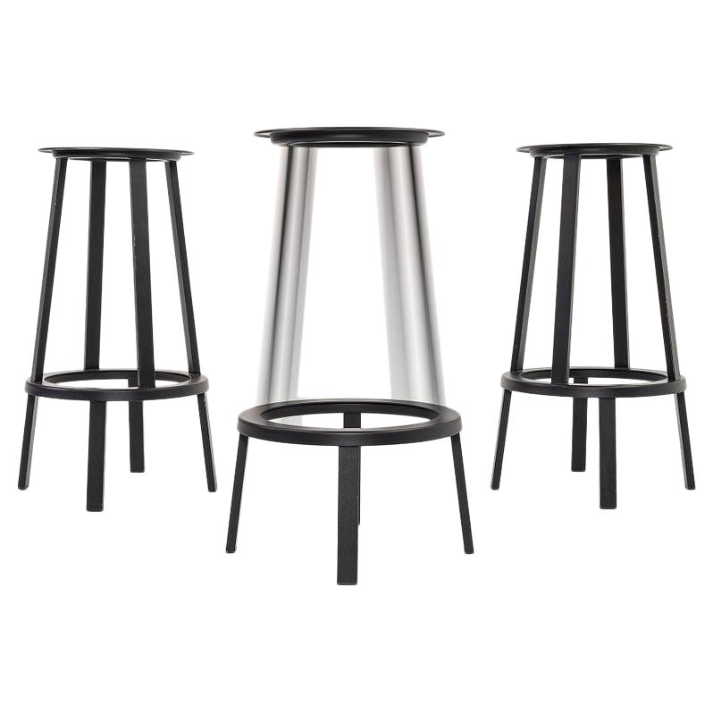 2010s Hay Revolver Bar Stools Leon Ransmeier in Black Steel / Aluminum 6x Avail