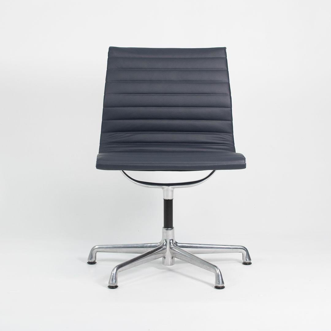 Modern 2010s Herman Miller Eames Aluminum Group Armless Side or Desk Chair in Leather