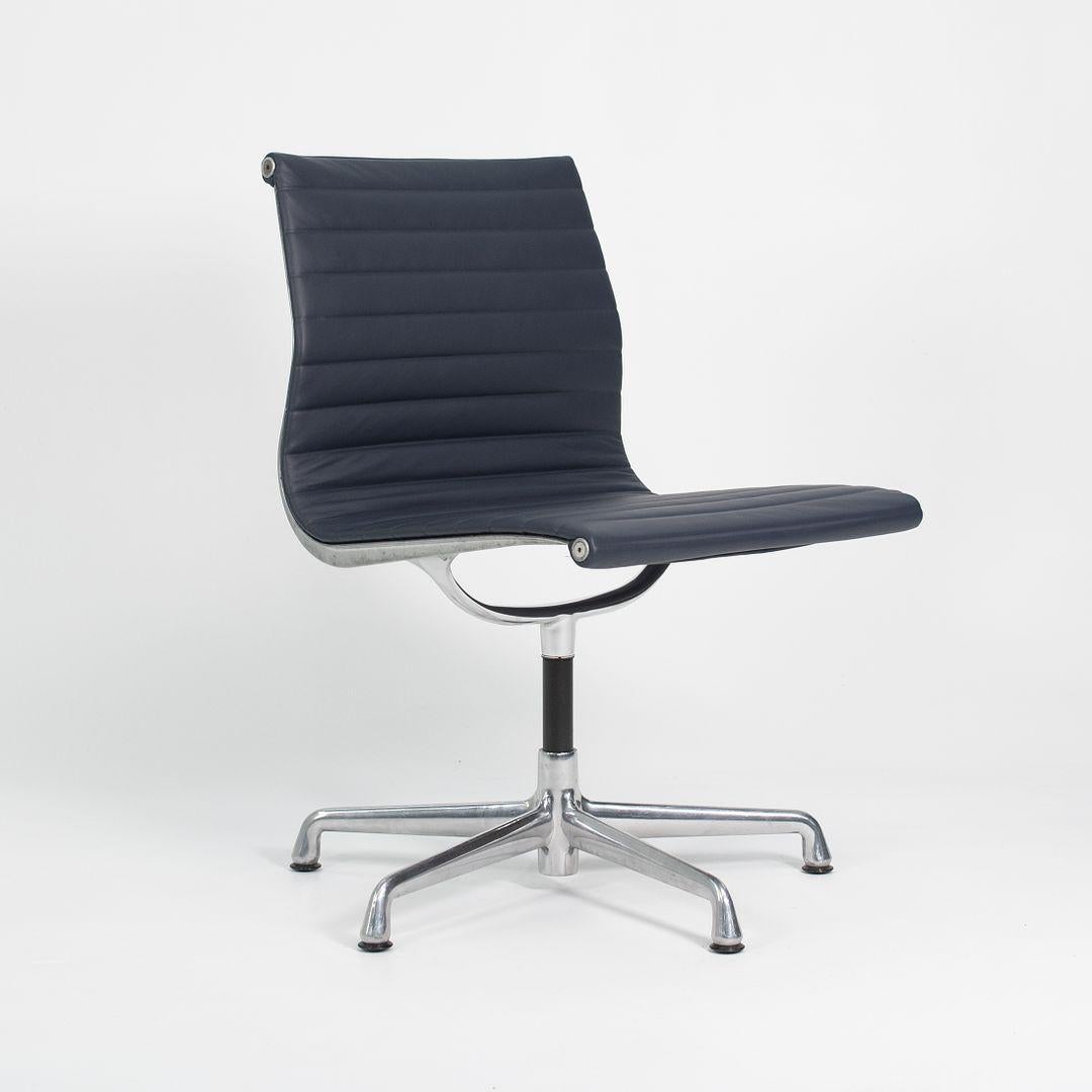 2010s Herman Miller Eames Aluminum Group Armless Side or Desk Chair in Leather In Good Condition In Philadelphia, PA
