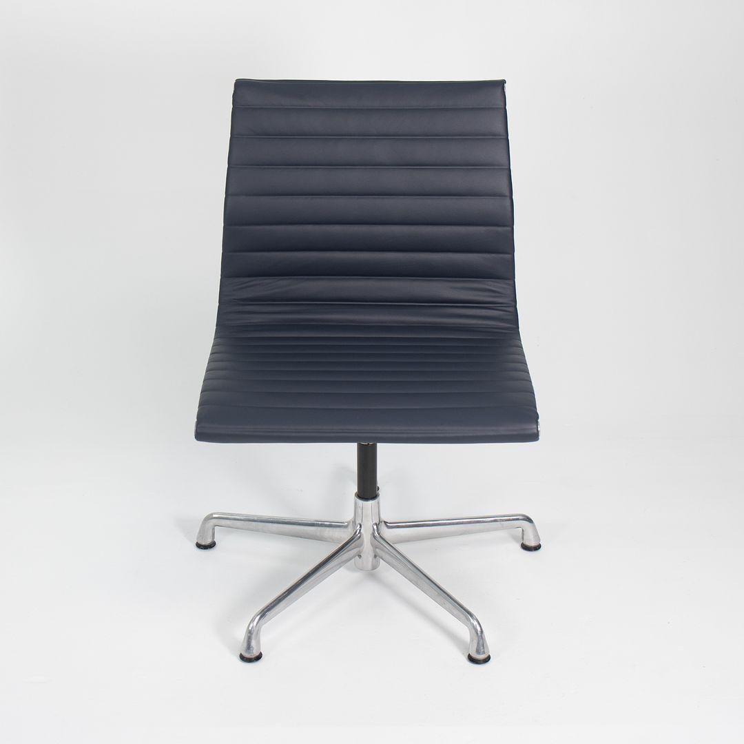 Contemporary 2010s Herman Miller Eames Aluminum Group Armless Side or Desk Chair in Leather