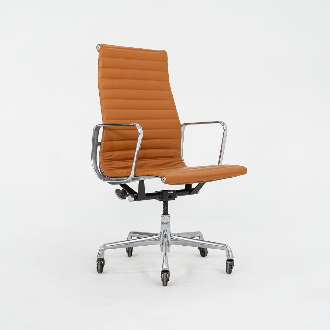 Modern 2010s Herman Miller Eames Aluminum Group Executive Desk Chair in Caramel Leather For Sale