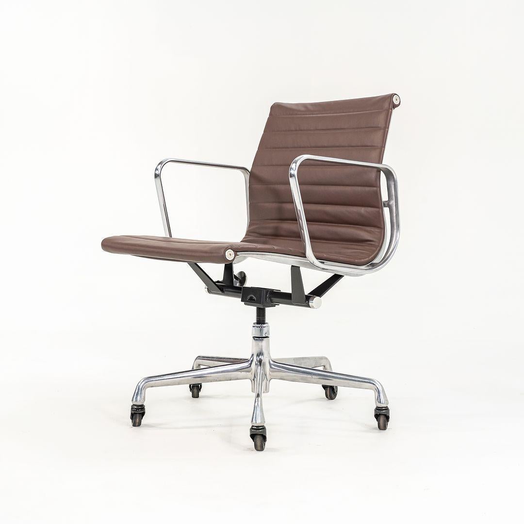 Modern 2010s Herman Miller Eames Aluminum Group Management Desk Chair in Brown Leather