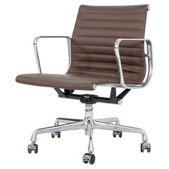 2010s Herman Miller Eames Aluminum Group Management Desk Chair in Brown Leather
