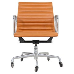 2010s Herman Miller Eames Aluminum Group Management Desk Chair in Cognac Leather