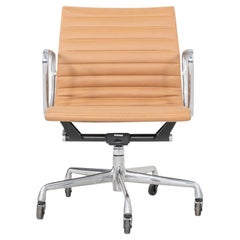 2010s Herman Miller Eames Aluminum Group Management Desk Chair in Tan Leather