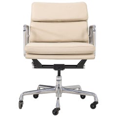 2010s Herman Miller Eames Aluminum Group Soft Pad Management Desk Chair Leather