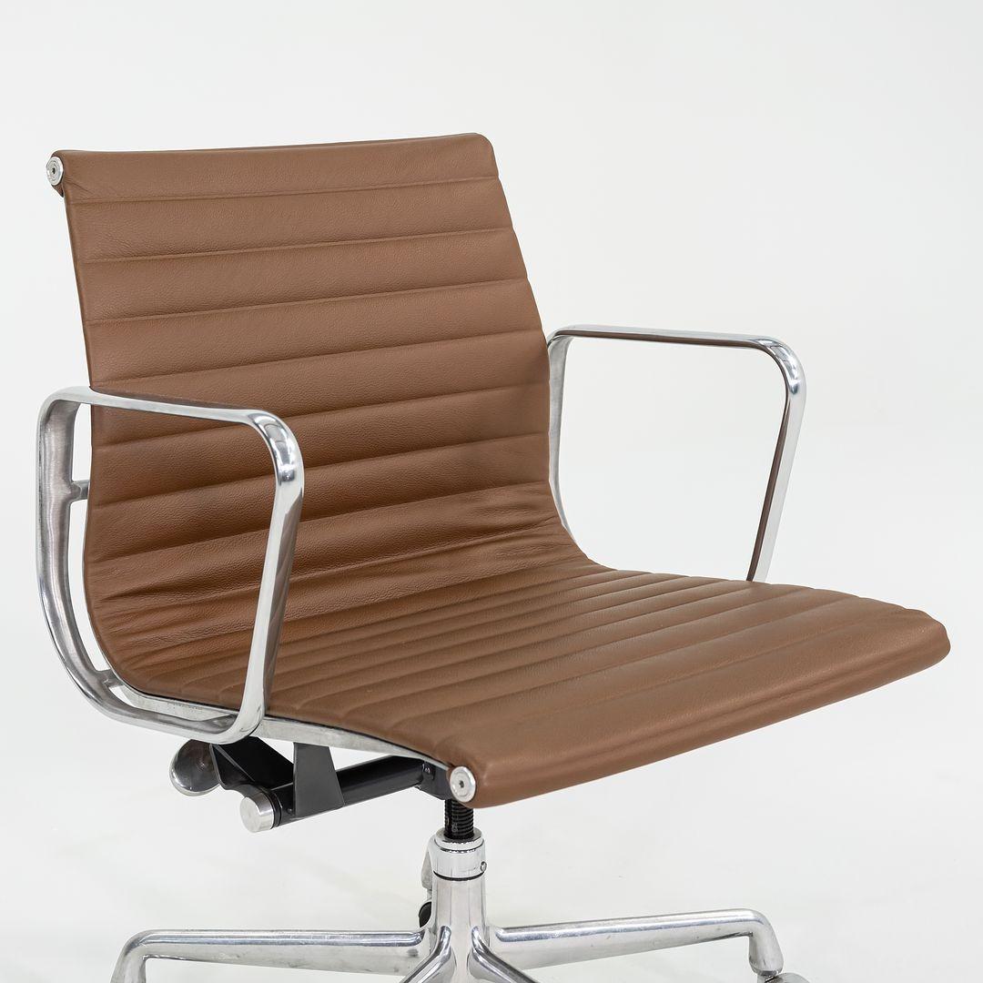 2010s Herman Miller Eames Aluminum Management Desk Chair Chocolate Brown Leather 6