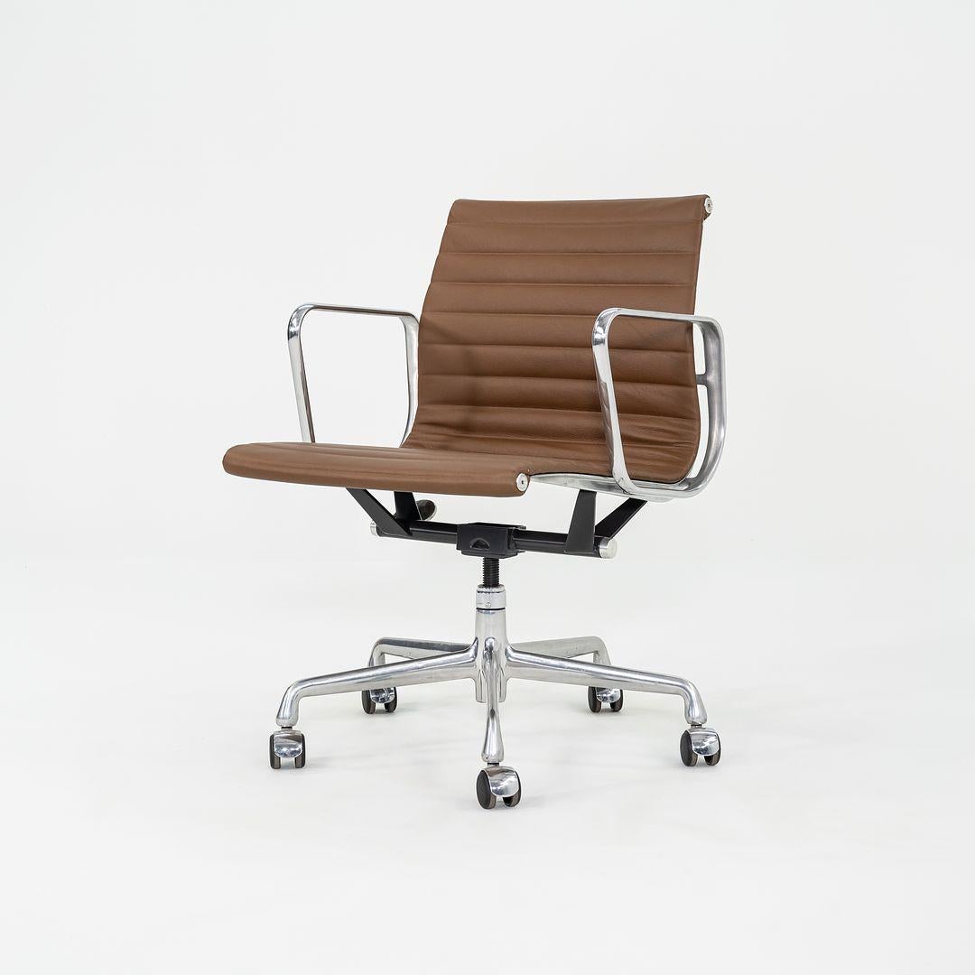 American 2010s Herman Miller Eames Aluminum Management Desk Chair Chocolate Brown Leather