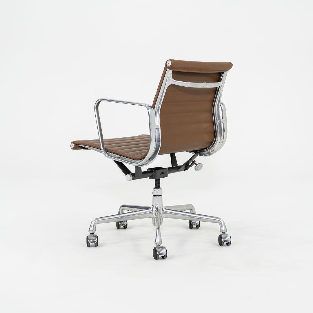 2010s Herman Miller Eames Aluminum Management Desk Chair Chocolate Brown Leather 1