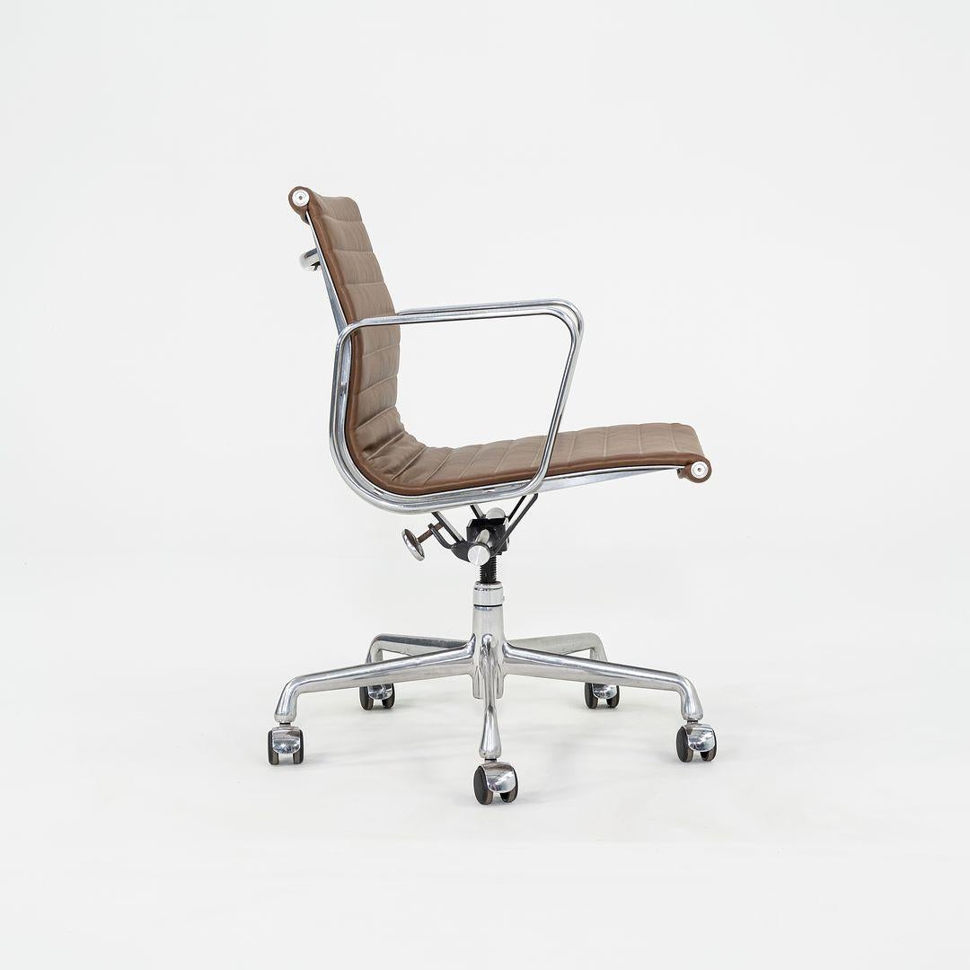 2010s Herman Miller Eames Aluminum Management Desk Chair Chocolate Brown Leather 2