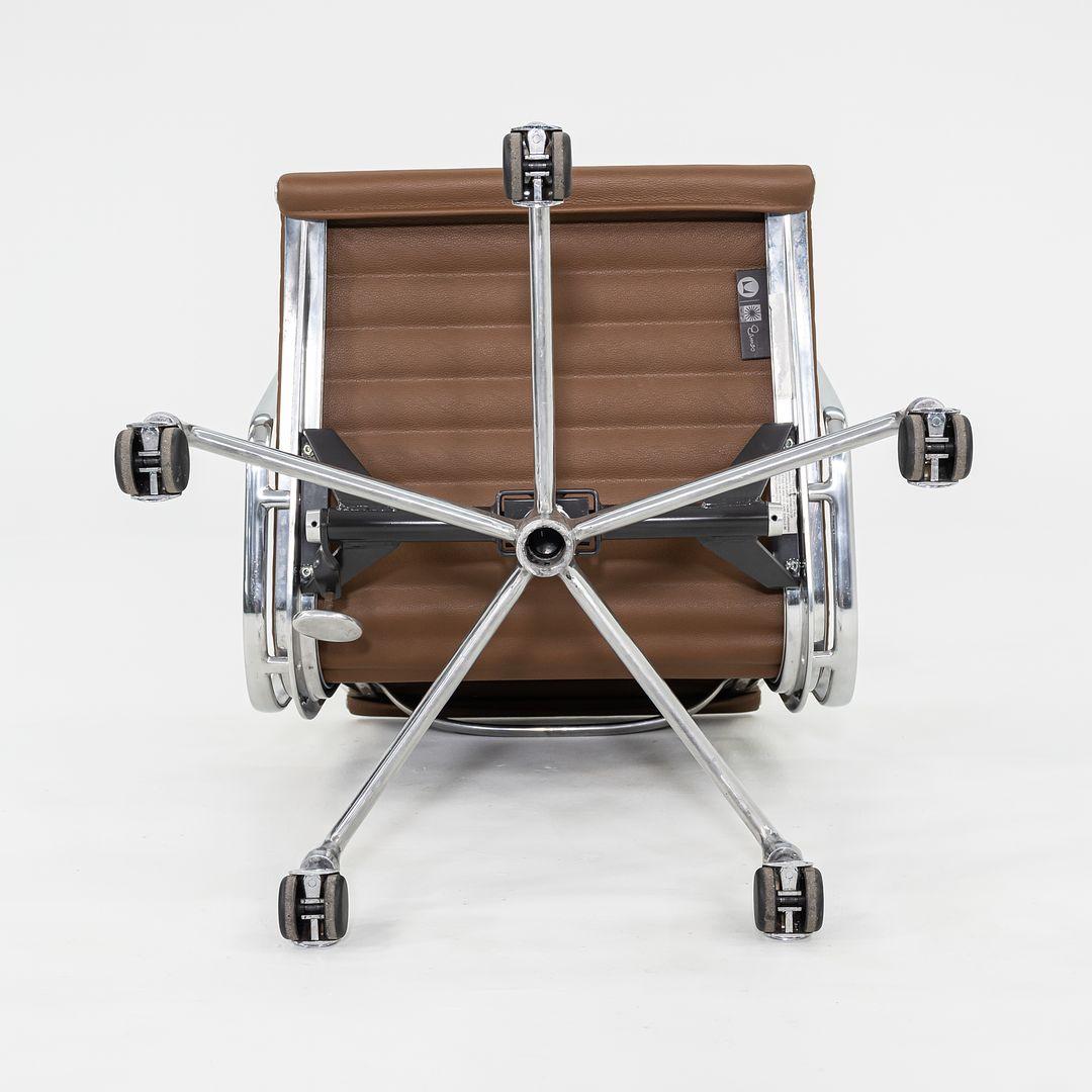 2010s Herman Miller Eames Aluminum Management Desk Chair Chocolate Brown Leather 3