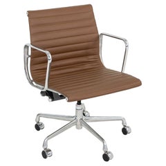 2010s Herman Miller Eames Aluminum Management Desk Chair Chocolate Brown Leather