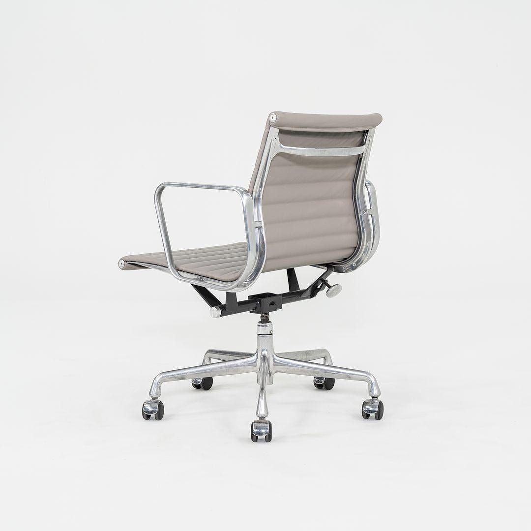 American 2010s Herman Miller Eames Aluminum Management Desk Chair Grey Leather 3x Avail For Sale