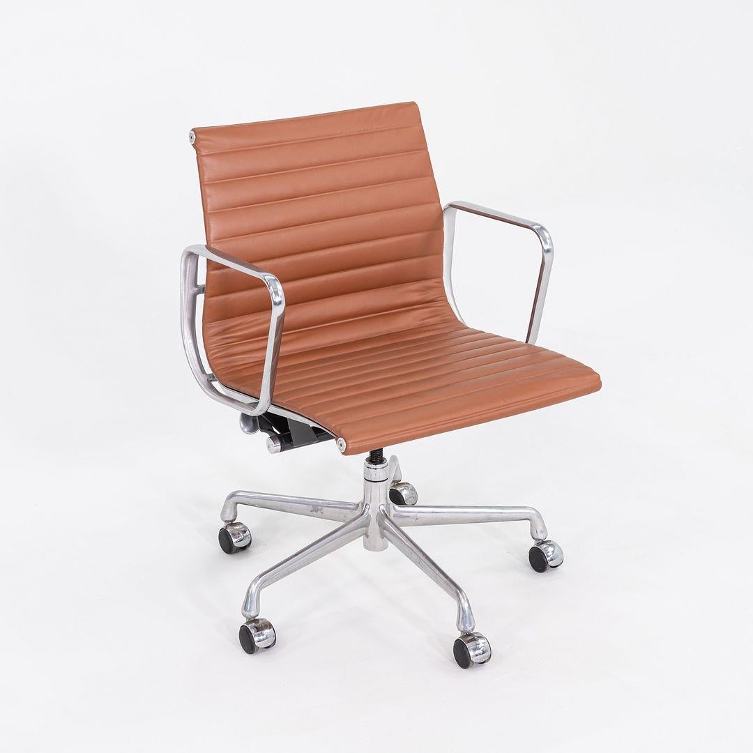 Modern 2010s Herman Miller Eames Aluminum Management Desk Chair in Cognac Leather For Sale
