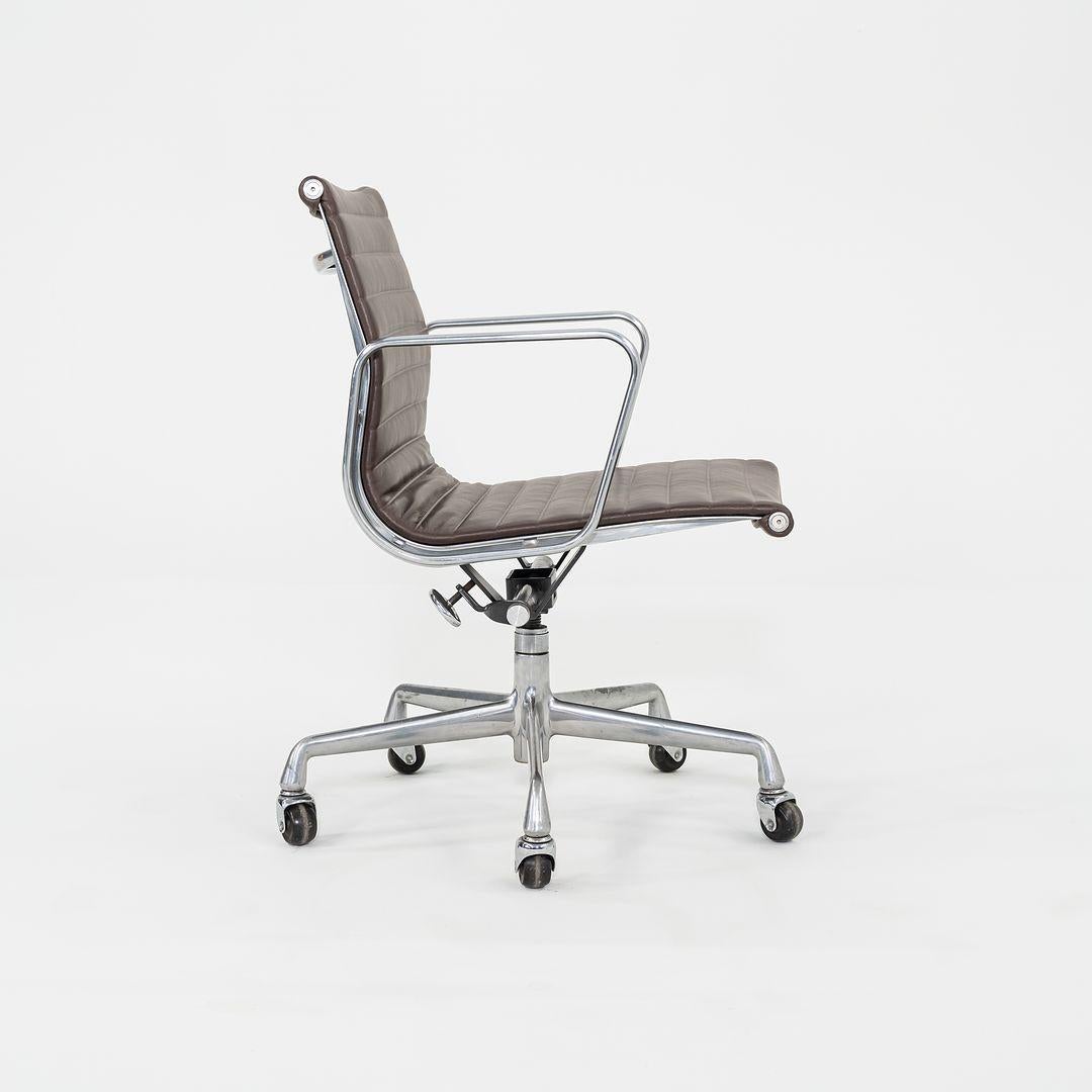 Modern 2010s Herman Miller Eames Aluminum Management Desk Chair in Dark Brown Leather