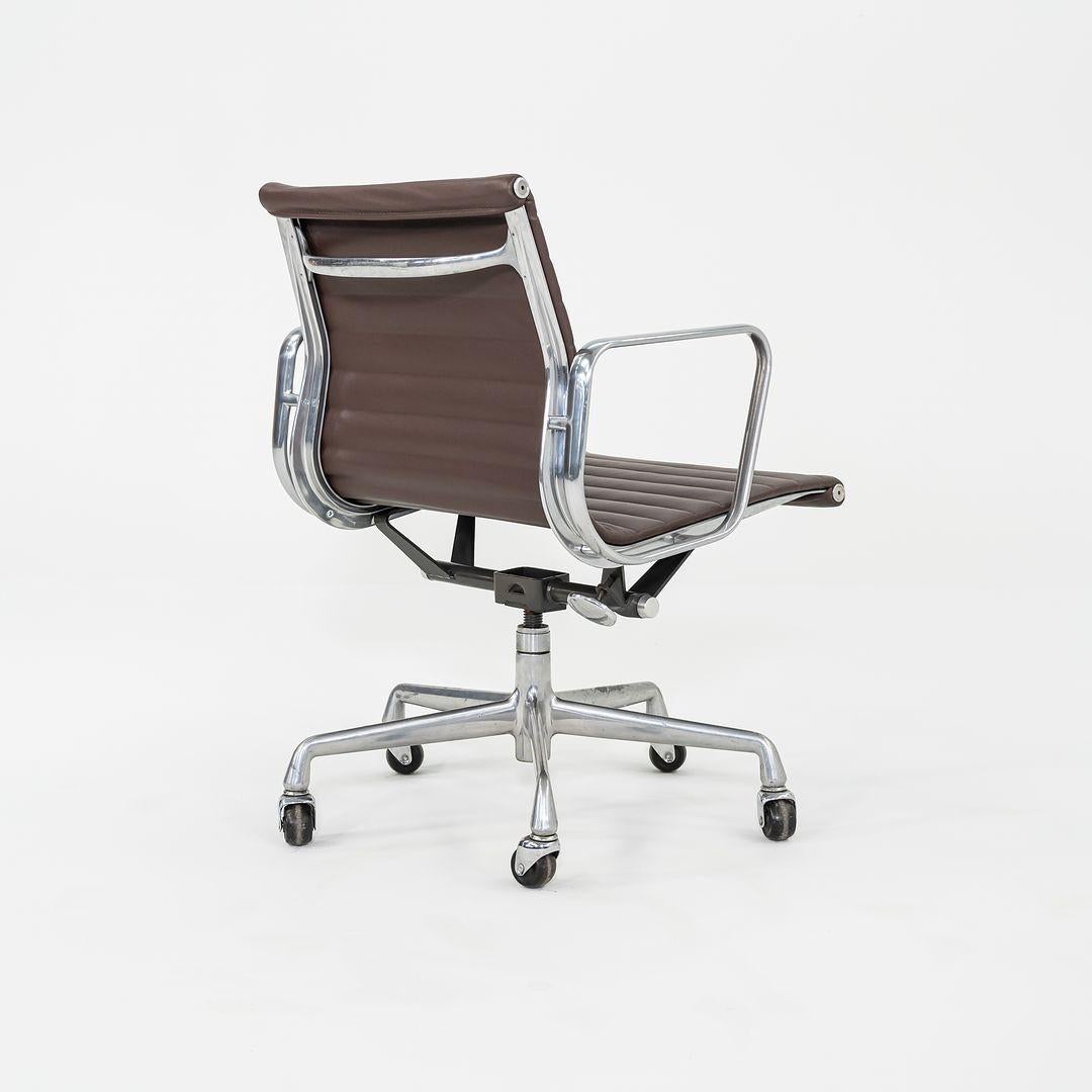 American 2010s Herman Miller Eames Aluminum Management Desk Chair in Dark Brown Leather