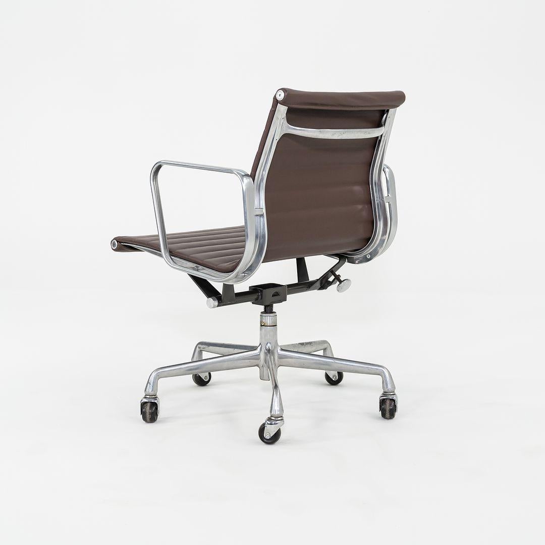 Contemporary 2010s Herman Miller Eames Aluminum Management Desk Chair in Dark Brown Leather