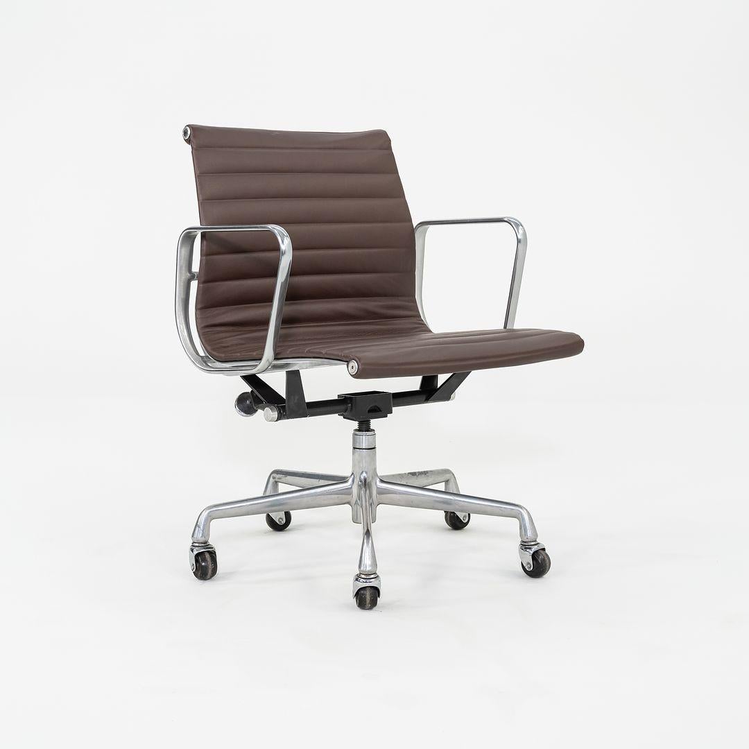 2010s Herman Miller Eames Aluminum Management Desk Chair in Dark Brown Leather 2