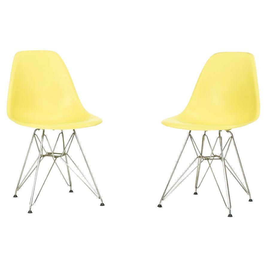 2010s Herman Miller Eames DSR Dining Chairs in Yellow Plastic with Eiffel Base For Sale