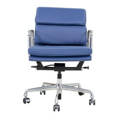 2010s Herman Miller Eames Soft Pad Management Desk Chair in Blue Leather
