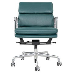 2010s Herman Miller Eames Soft Pad Management Desk Chair in Green Leather