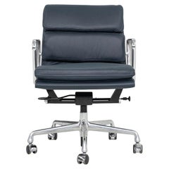 2010s Herman Miller Eames Soft Pad Management Desk Chair in Navy Blue Leather