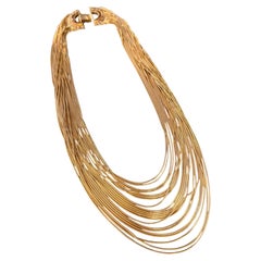 2010s High Quality Costume Jewelry Gilt Metal Italian Multi-Strand Necklace