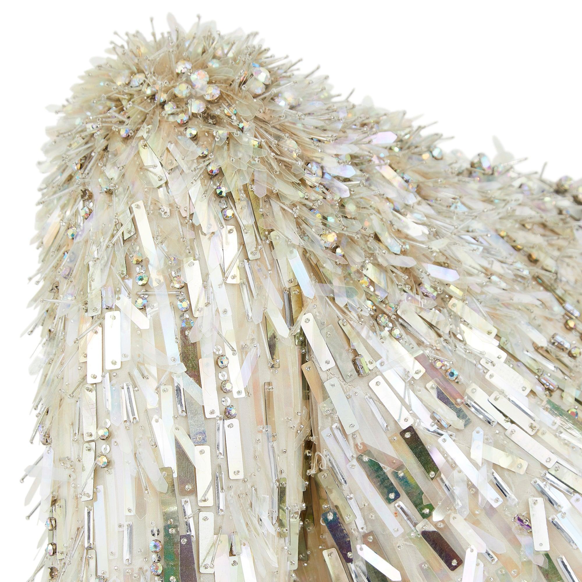 2010s Jenny Packham White and Gold Palette Sequin Maxi Dress In Excellent Condition For Sale In London, GB