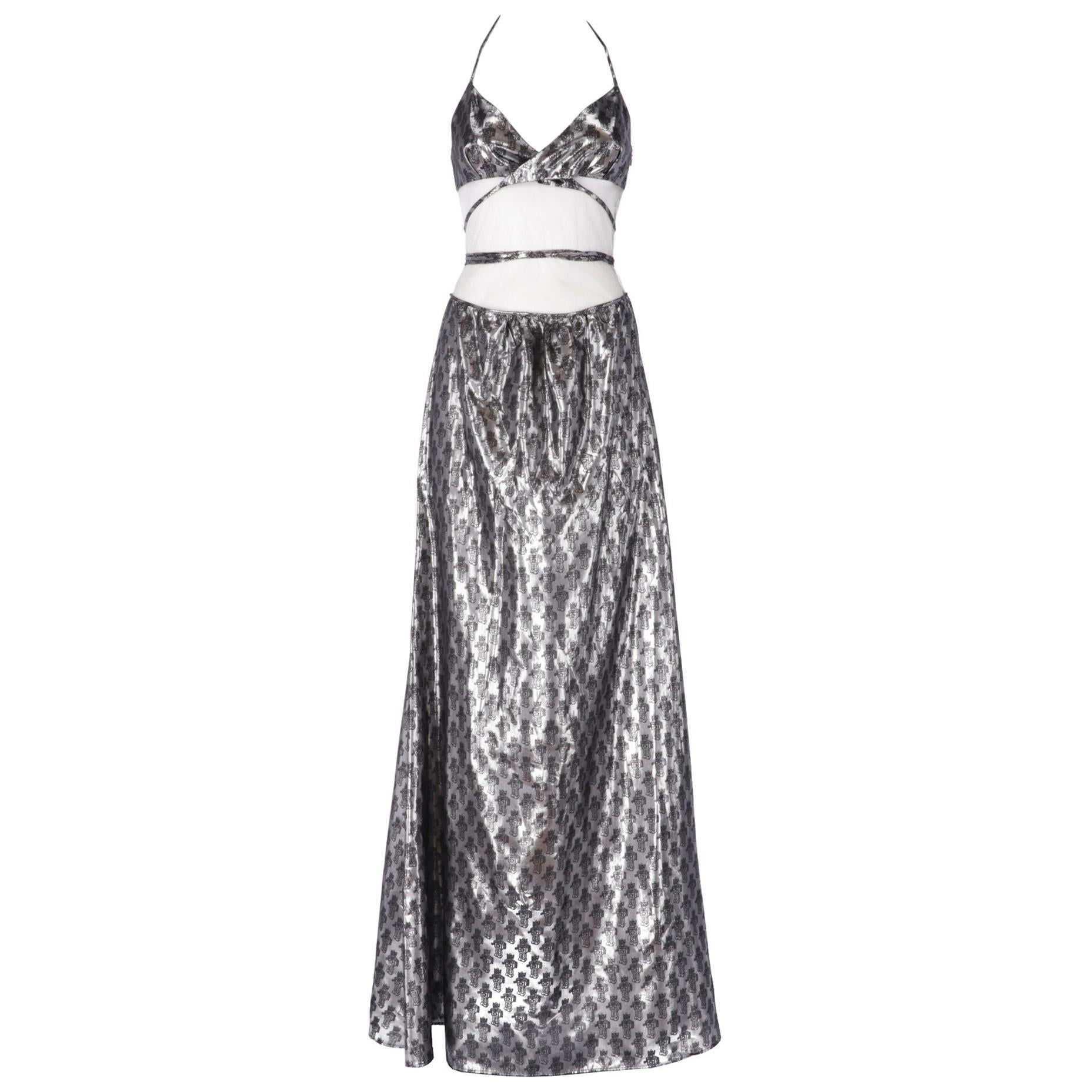 Silver Lame Dress 30 For Sale on 1stDibs