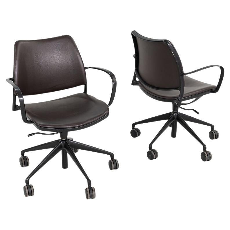 2010s Jesus Gasca for STUA Gas Desk Chair in Brown Leather with Black Frame