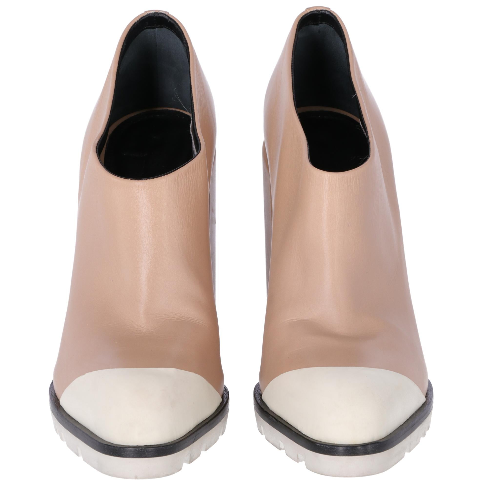 Women's 2010s Jil Sander Beige Leather Ankle Boots