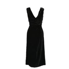 2010s Jil Sander black velvet midi dress