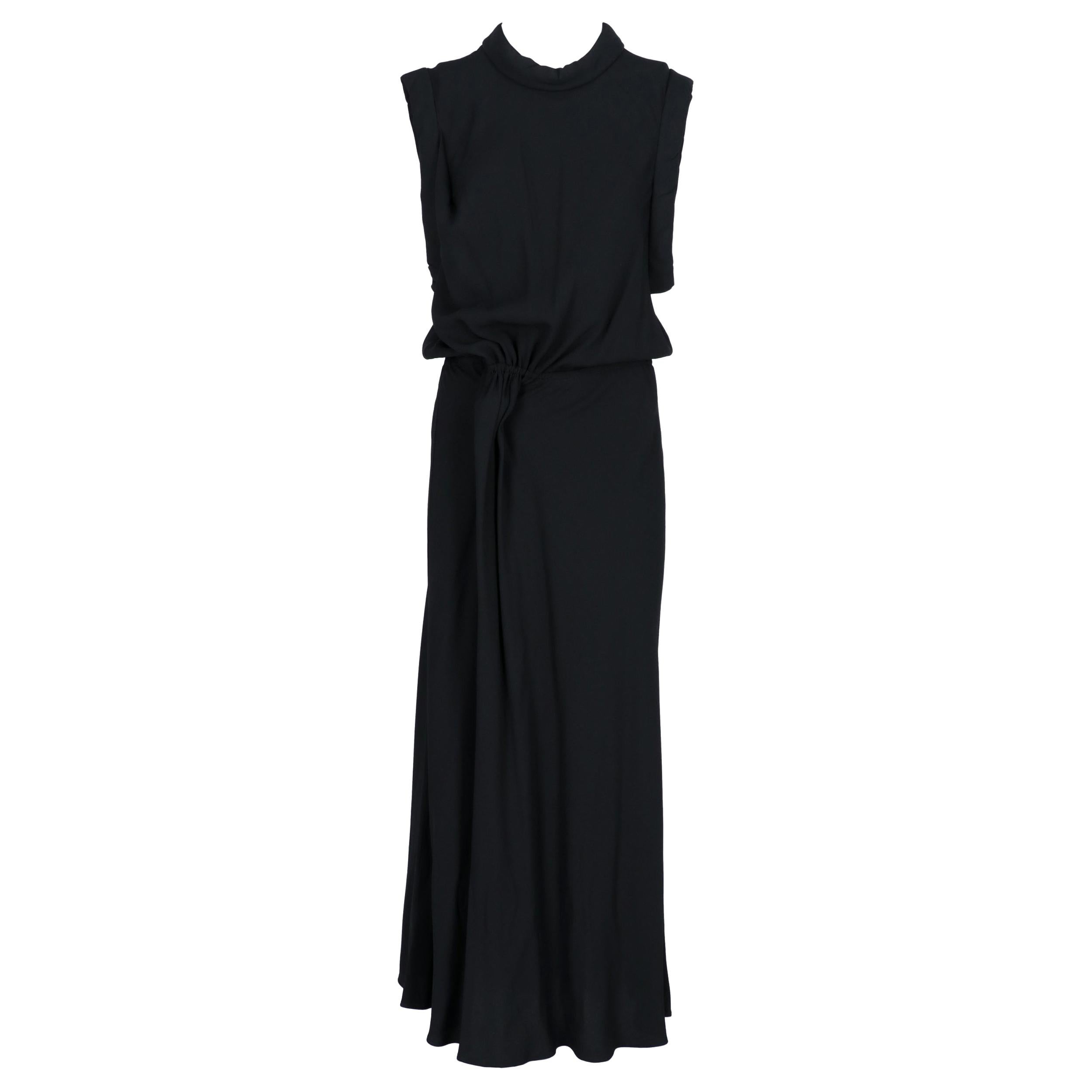 2010s Jil Sander Black Viscose Long Dress