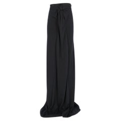 2010s Jil Sander black wool long skirt with decorative faux knot