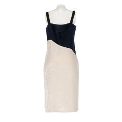 2010s Jil Sander ivory and blue velvet dress