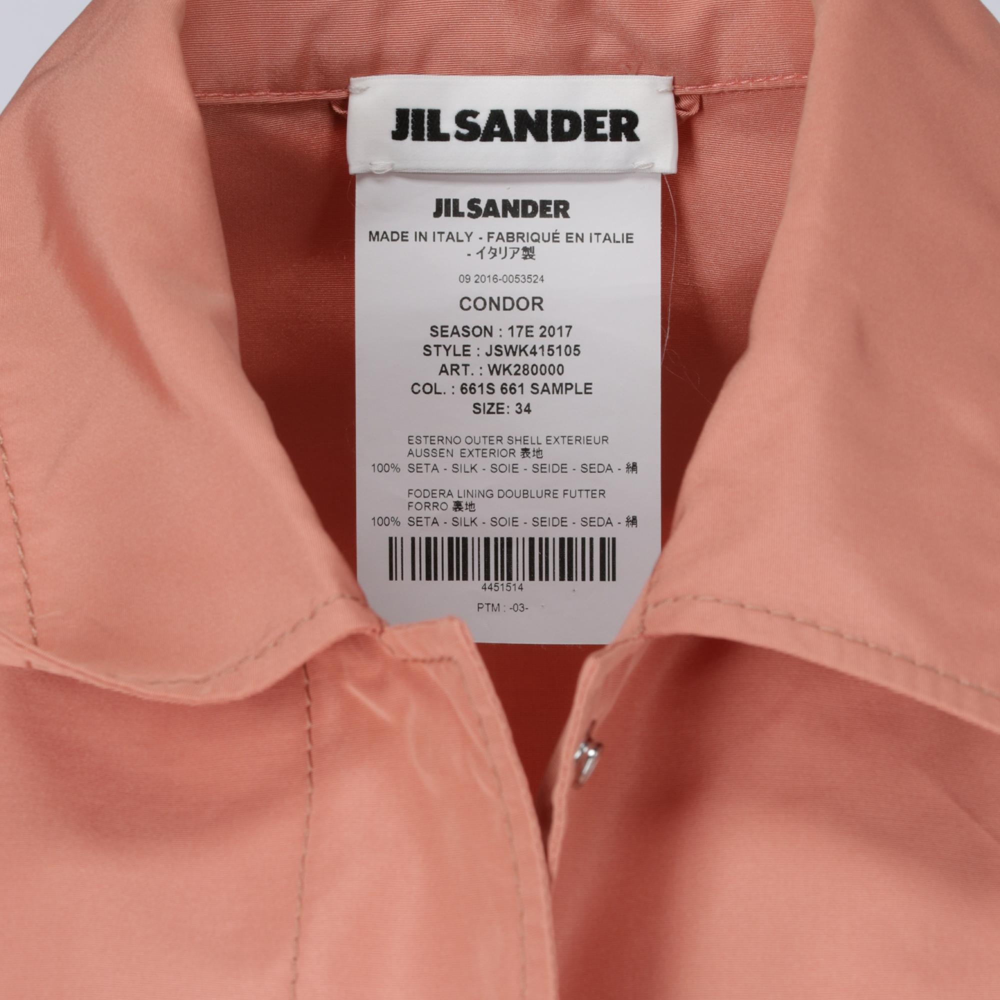 2010s Jil Sander Pink Silk Jacket In Excellent Condition In Lugo (RA), IT