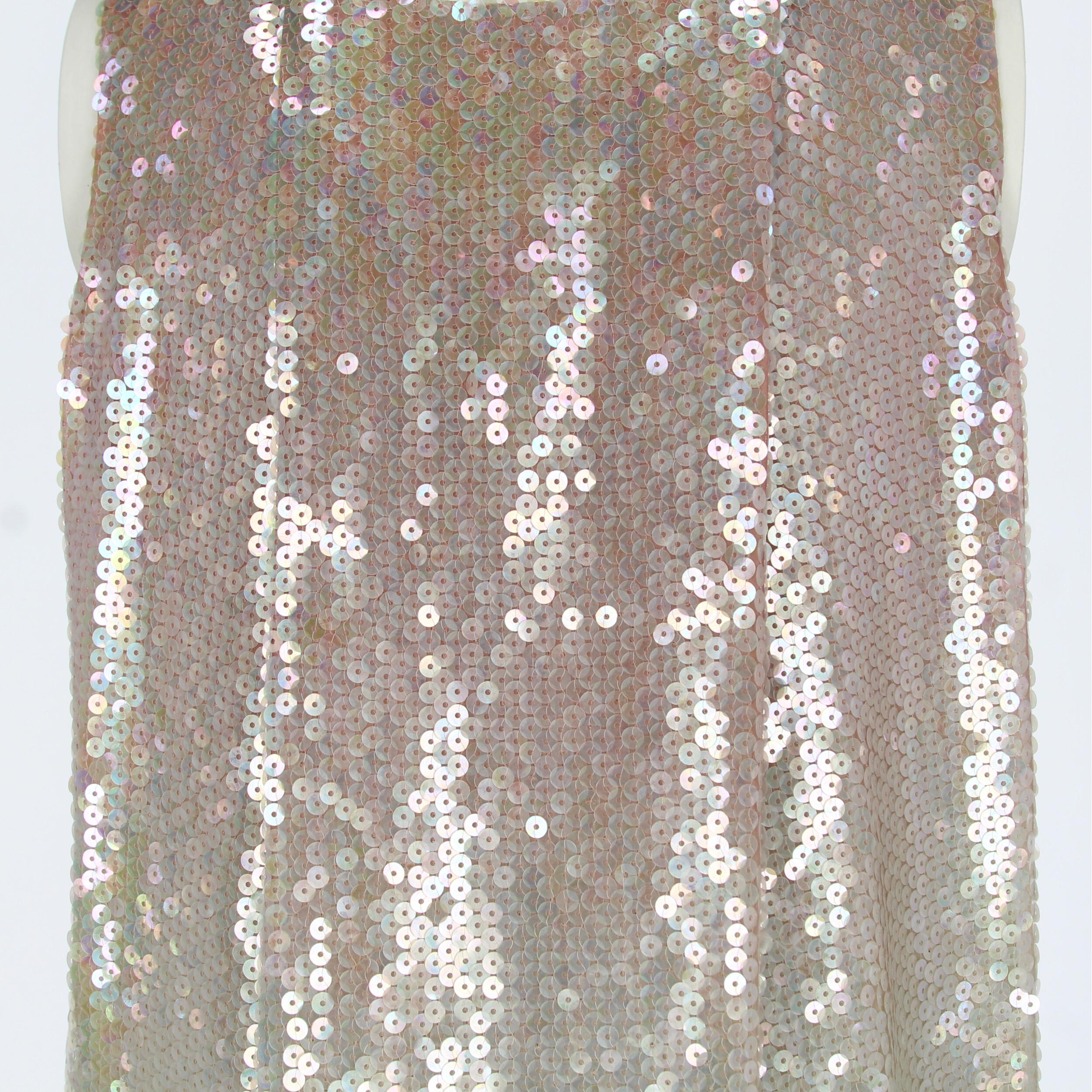 Beige 2010s Jil Sander Silk and Sequins Dress in shades of pink, ivory and light grey