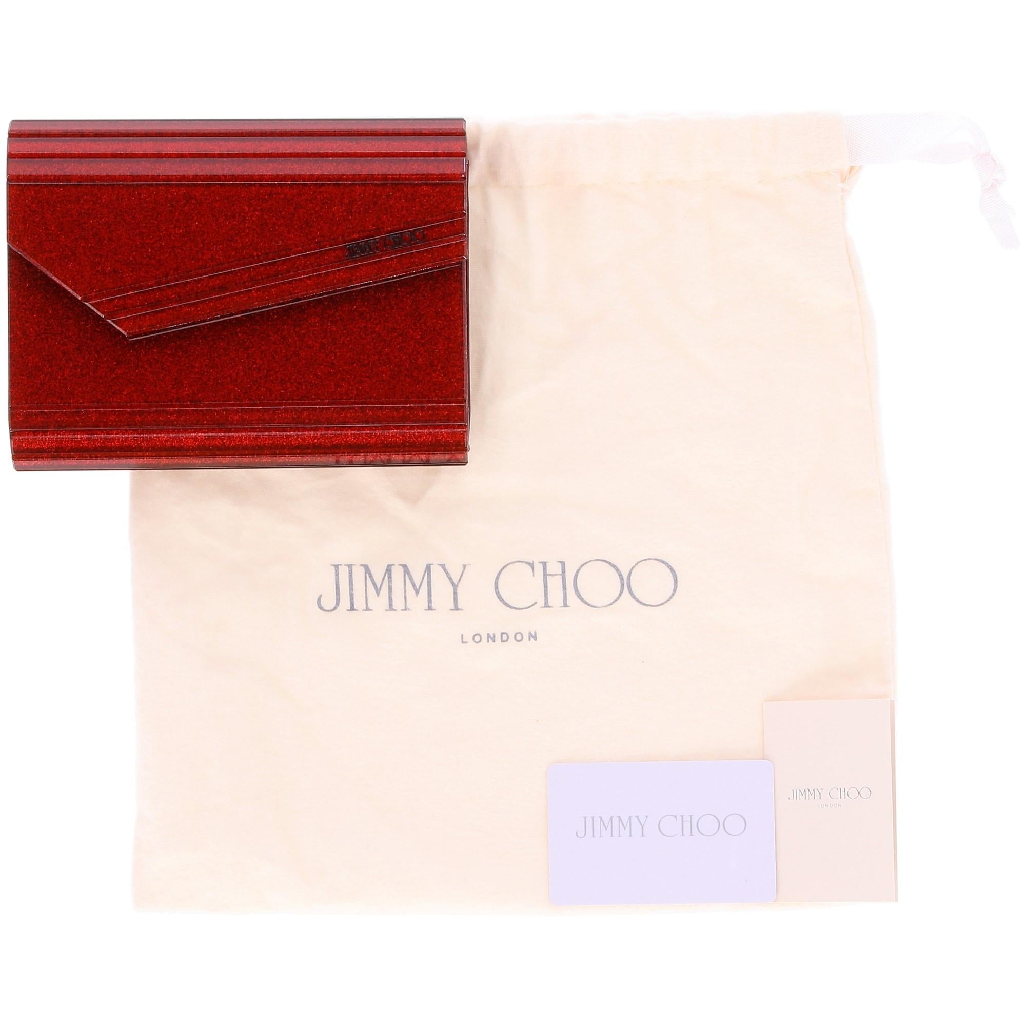 2010s Jimmy Choo Red Glitter Plastic Crossbody Purse 4