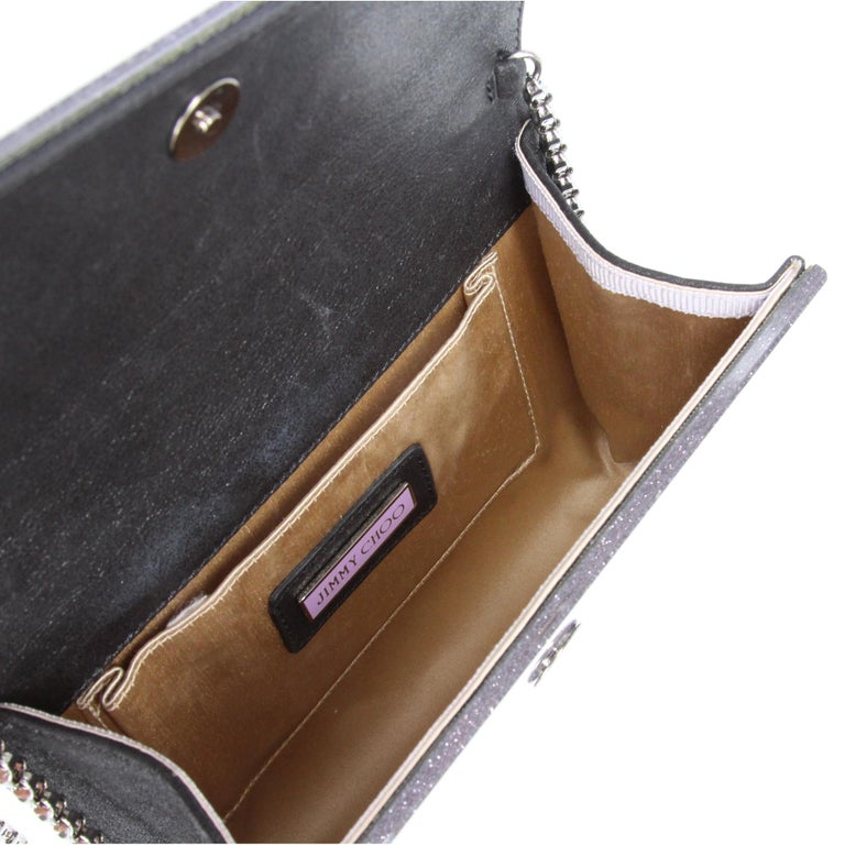 2010s Jimmy Choo Silver Glitter Plastic Crossbody Purse For Sale at 1stDibs