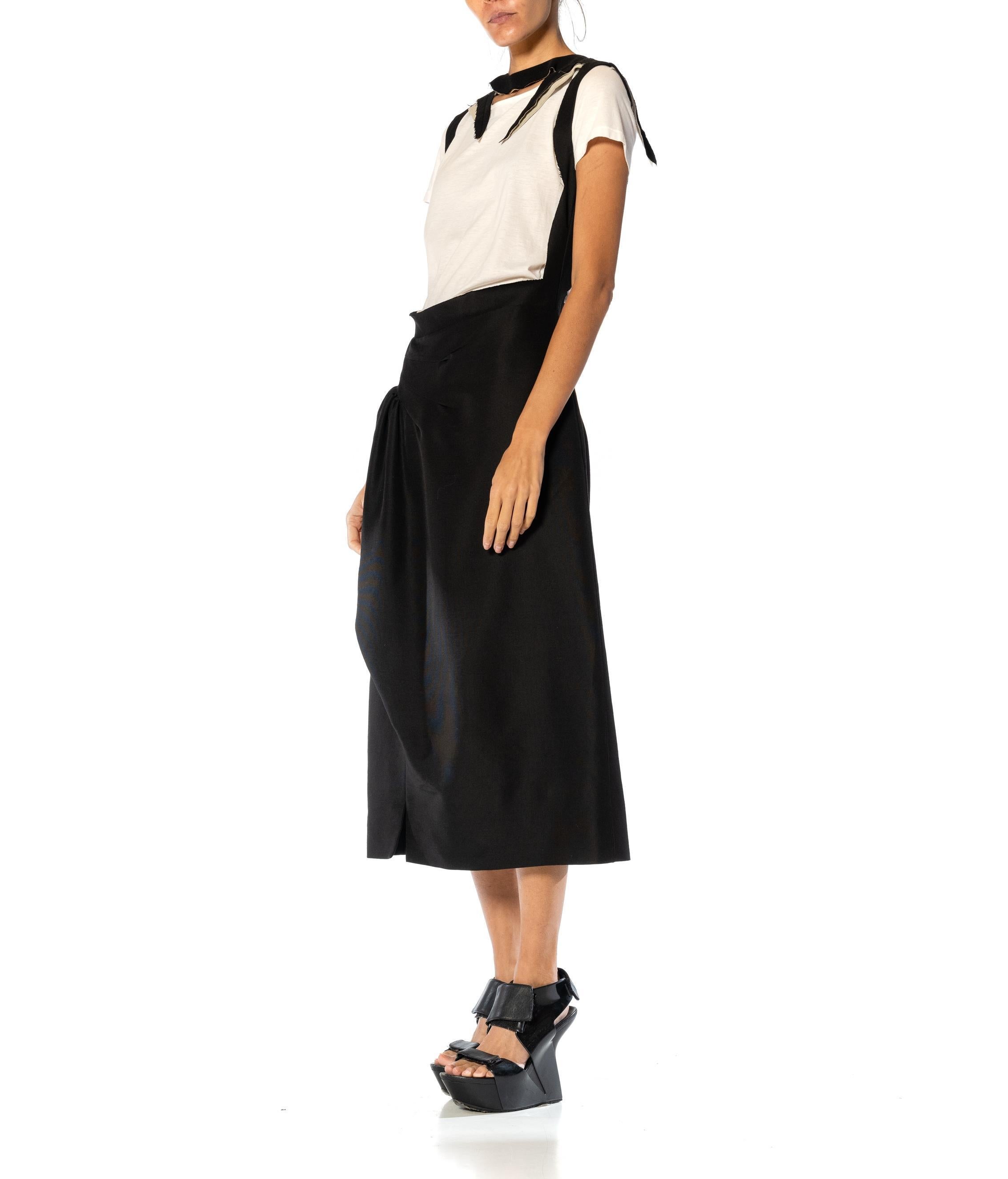 2010er JOHN GALLIANO MARGIELA Dekonstruiertes Kleid aus schwarzer und weißer Seide und Wolle Jil Sa (Schwarz) im Angebot