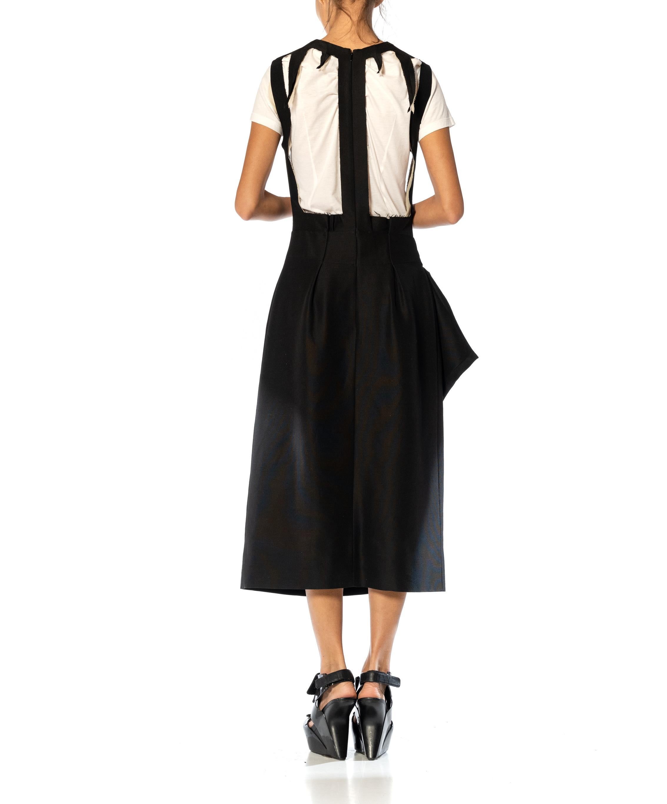 2010S JOHN GALLIANO MARGIELA Black & White Silk Wool Deconstructed Dress Jil Sa For Sale 5