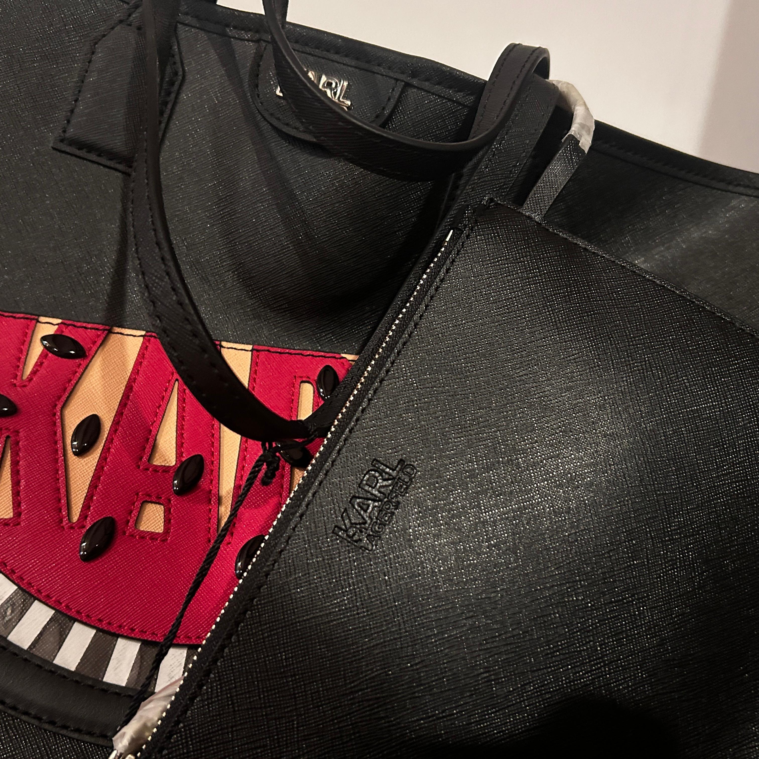 2010s Karl Lagerfeld Black Skin Bag For Sale 3