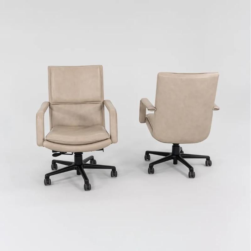 2010er Keilhauer Elite 597 Schreibtischstuhl aus ecrufarbenem gestepptem Leder mitneutem Untergestell im Angebot 5