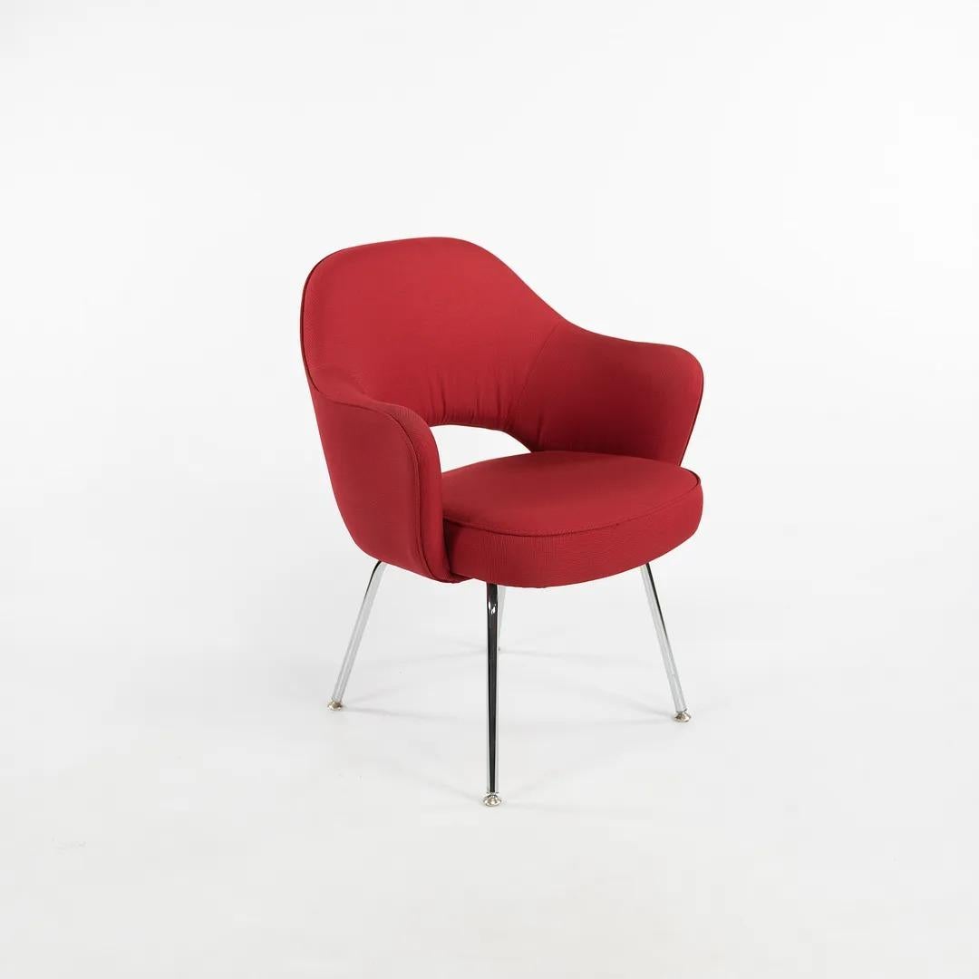 American 2010s Knoll Saarinen Executive Arm Chair in Red Fabric with Tubular Steel Legs For Sale