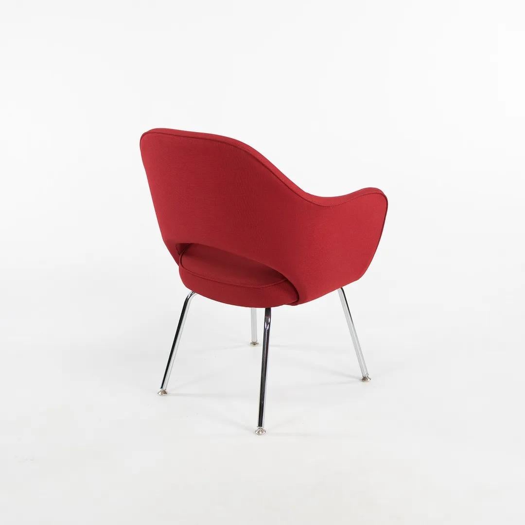 2010s Knoll Saarinen Executive Arm Chair in Red Fabric with Tubular Steel Legs In Good Condition For Sale In Philadelphia, PA