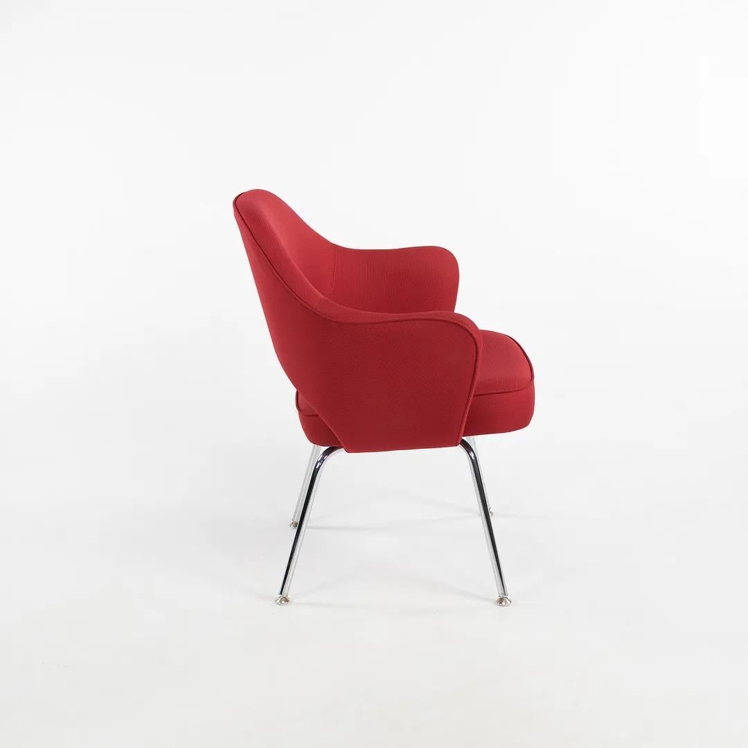 2010s Knoll Saarinen Executive Arm Chair in Red Fabric with Tubular Steel Legs For Sale 1